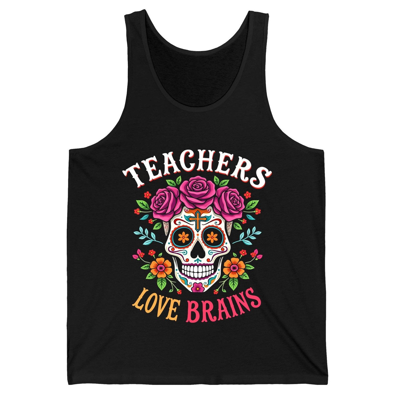 Teachers Love Brains teacher Tank Top Black product mockup