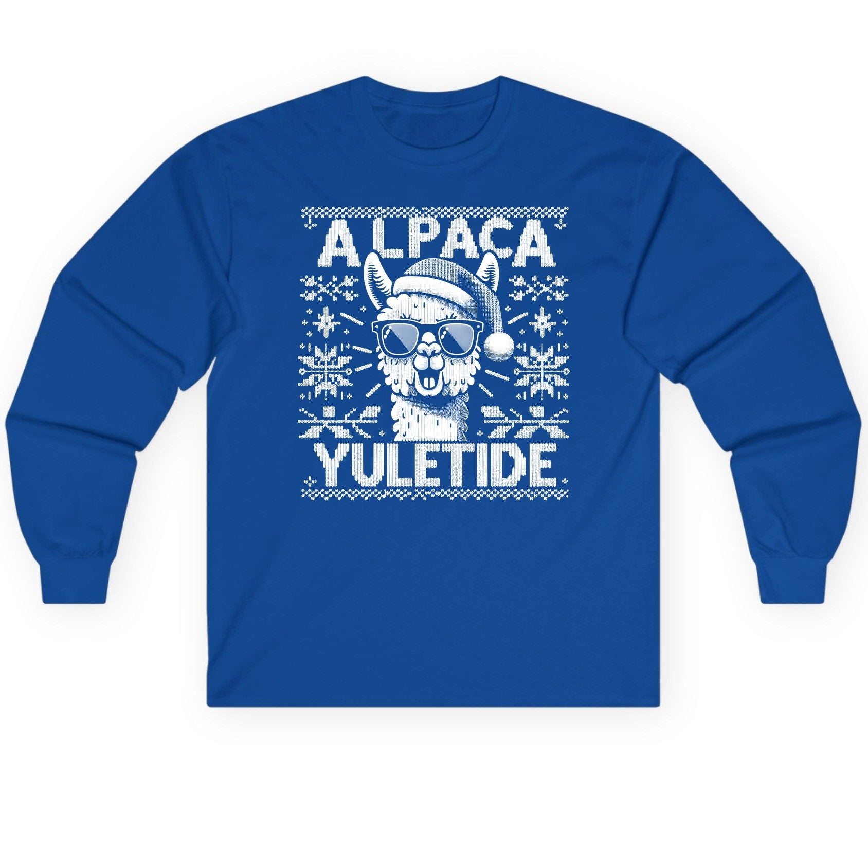 ALPACA Yuletide Funny Lovers Long Sleeve Tee - product mockup - Royal