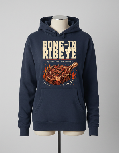 Bone-In Ribeye Steak Illustration Hoodie - Navy