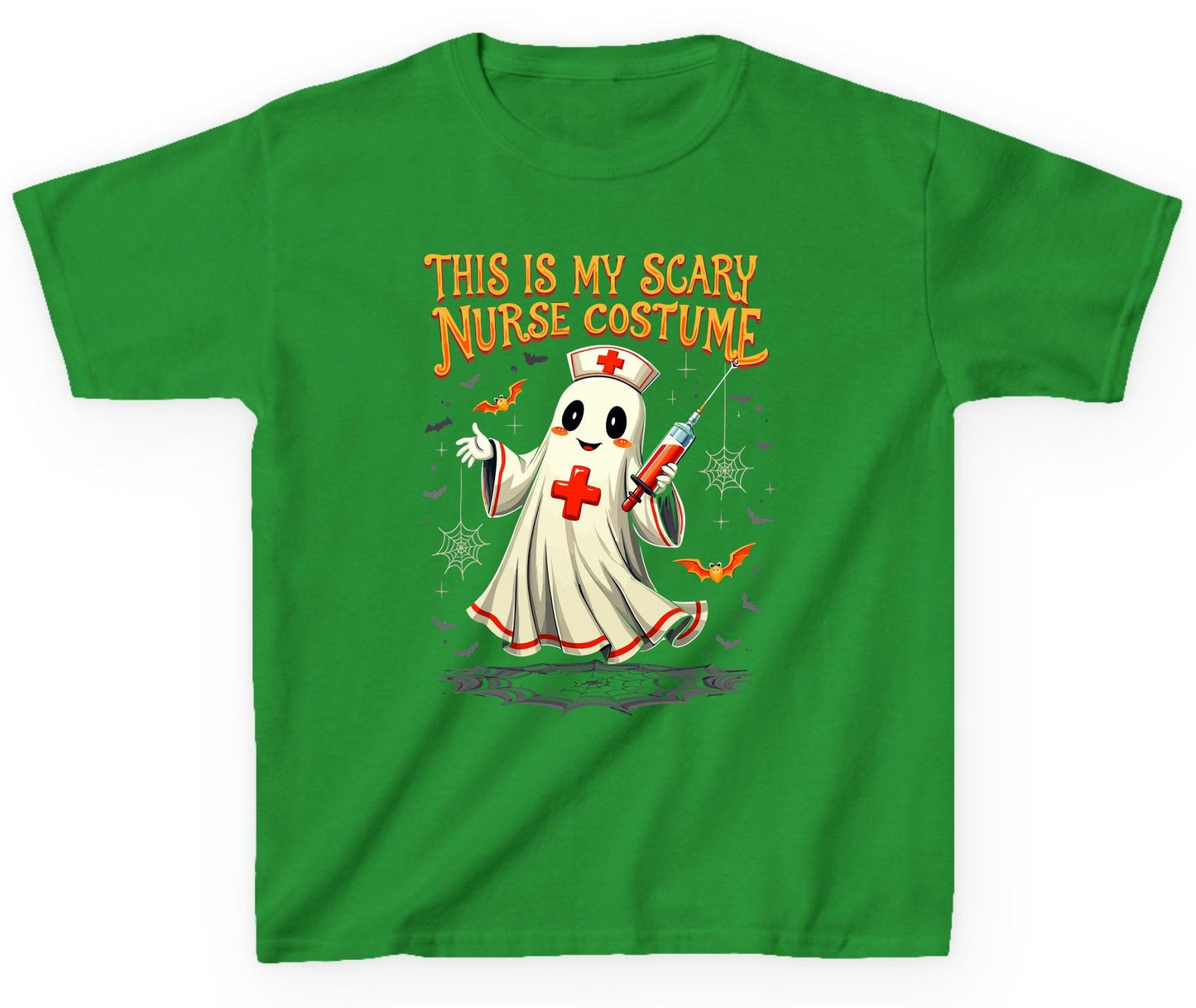 This Is My Scary Nurse Costume Halloween ghost nurse Youth T-Shirt Irish Green product mockup