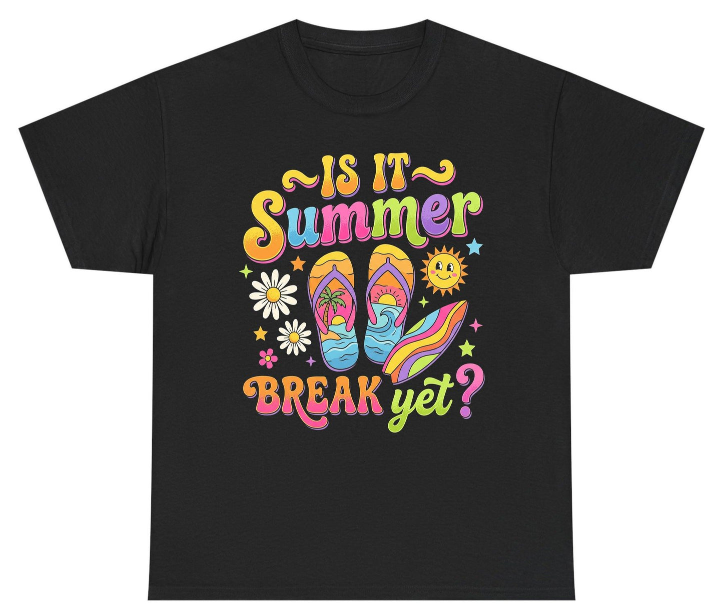 Is It Summer Break Yet Retro Vacation Youth T-Shirt - product mockup - Black