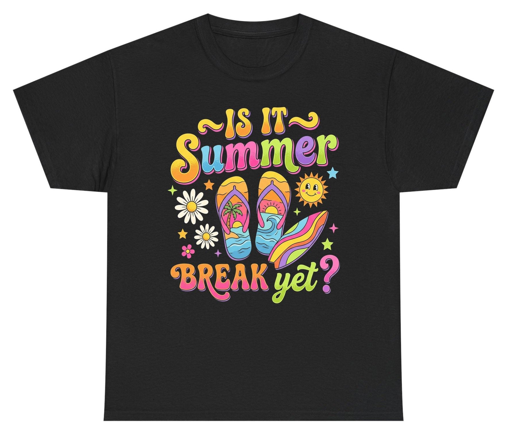 Is It Summer Break Yet Retro Vacation Youth T-Shirt - product mockup - Black
