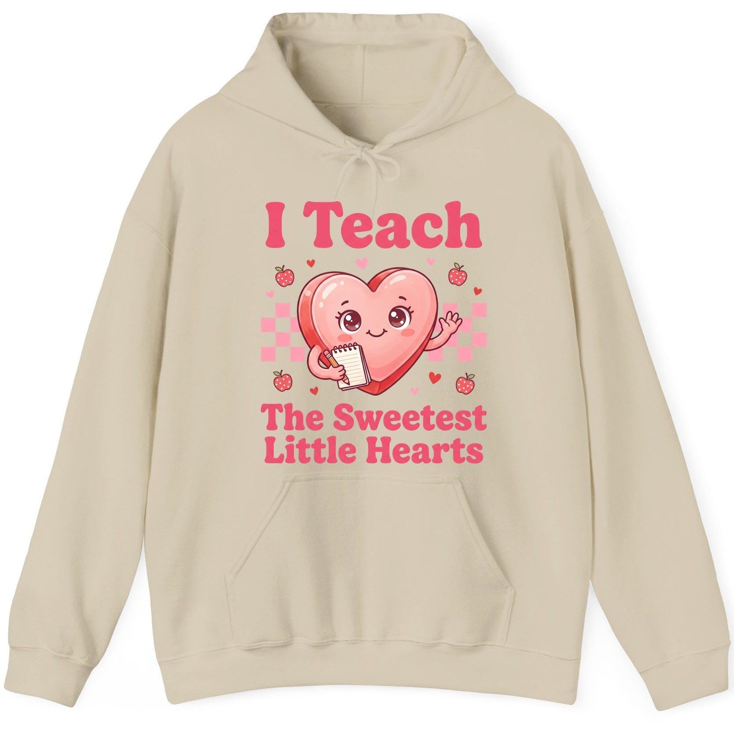 I Teach the Sweetest Little Hearts teacher Hoodie Sand product mockup