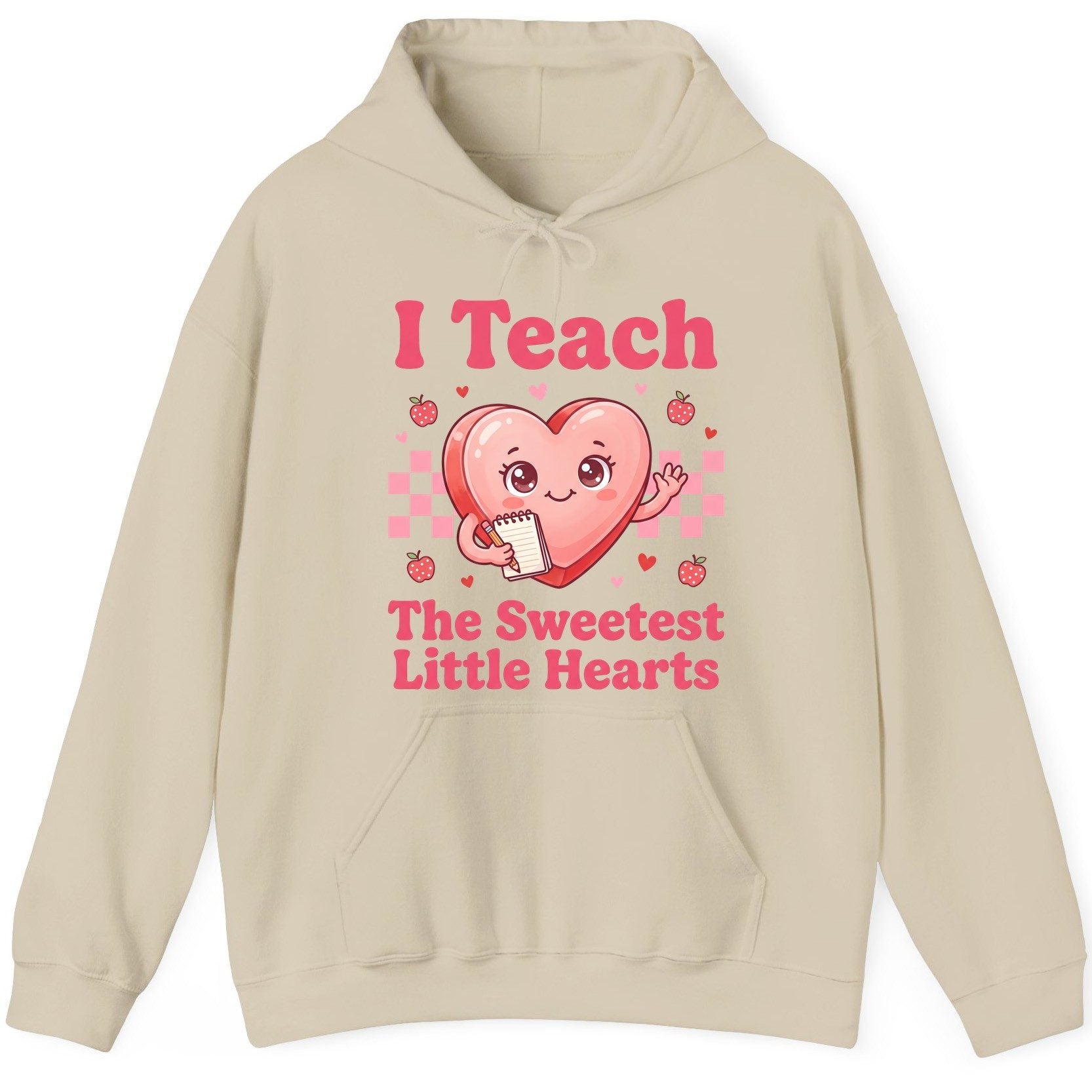 I Teach the Sweetest Little Hearts teacher Hoodie Sand product mockup