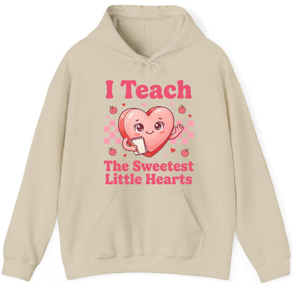 I Teach the Sweetest Little Hearts teacher Hoodie Sand product mockup