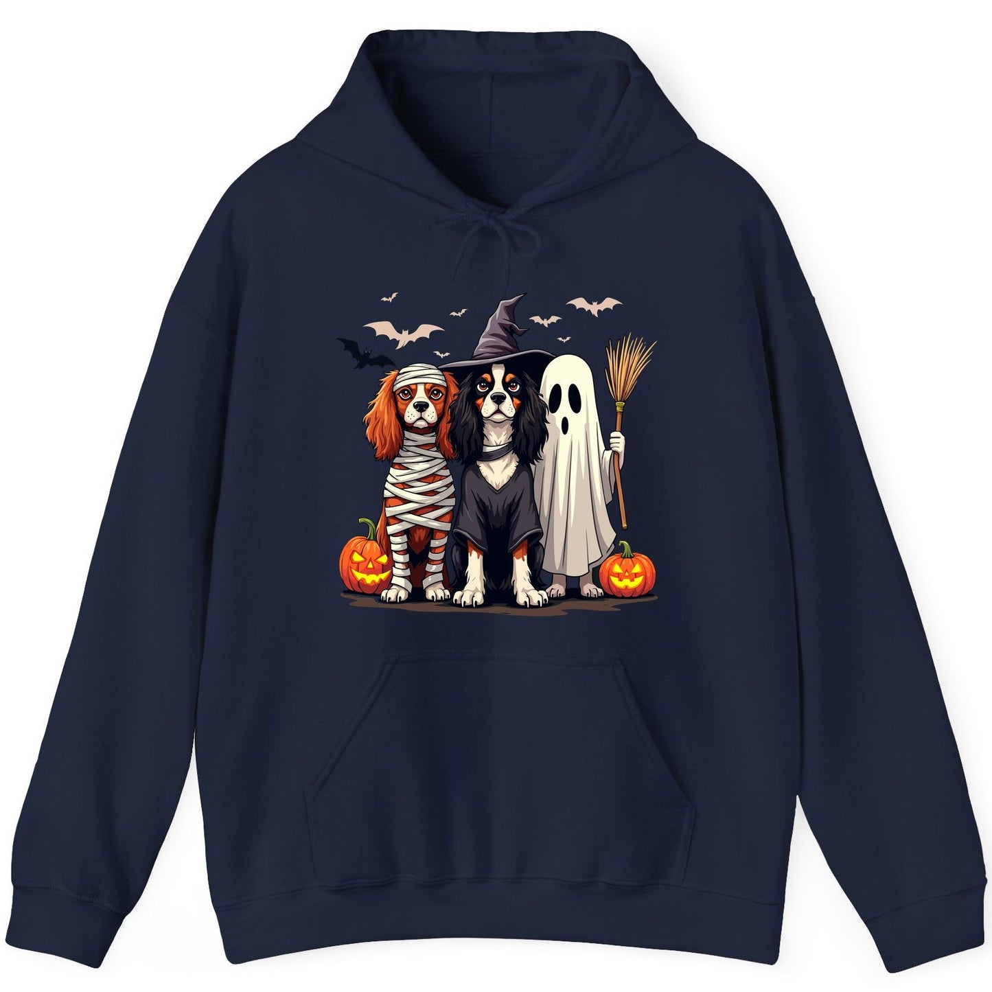 Cavalier Spaniel Halloween Dogs cavalier king charles spaniel Hoodie Navy product mockup