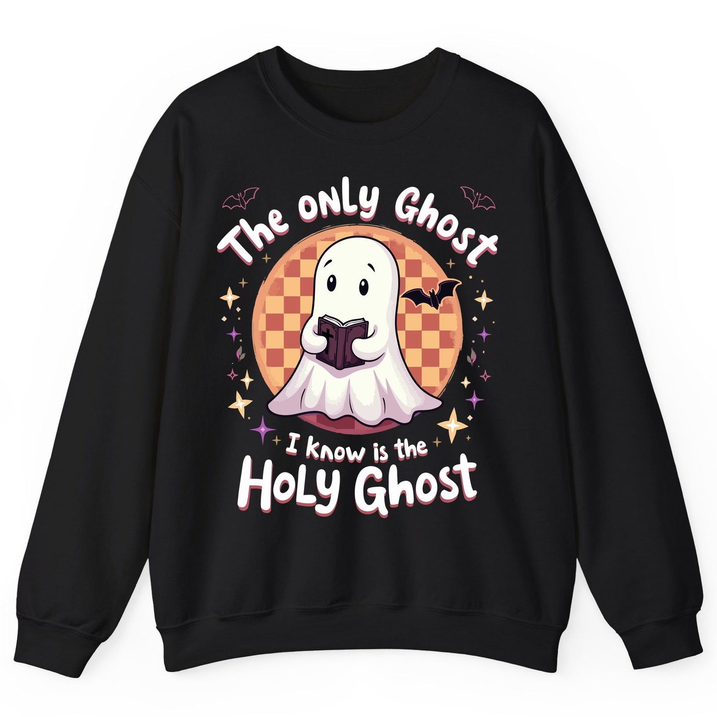 The Only Ghost I Know Is the Holy Ghost christian Halloween Sweatshirt Black product mockup