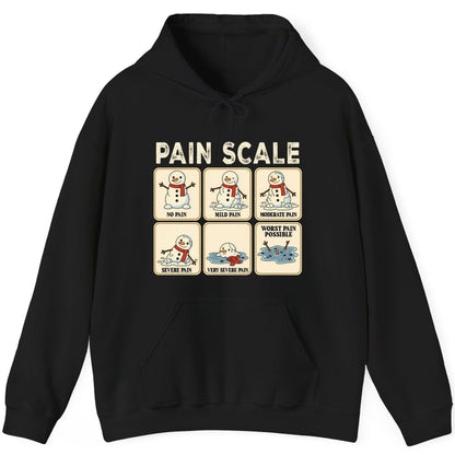 Pain Scale No Pain Mild Pain Moderate Pain Severe Pain Very Severe Pain Worst Pain Possible snowman Hoodie Black product