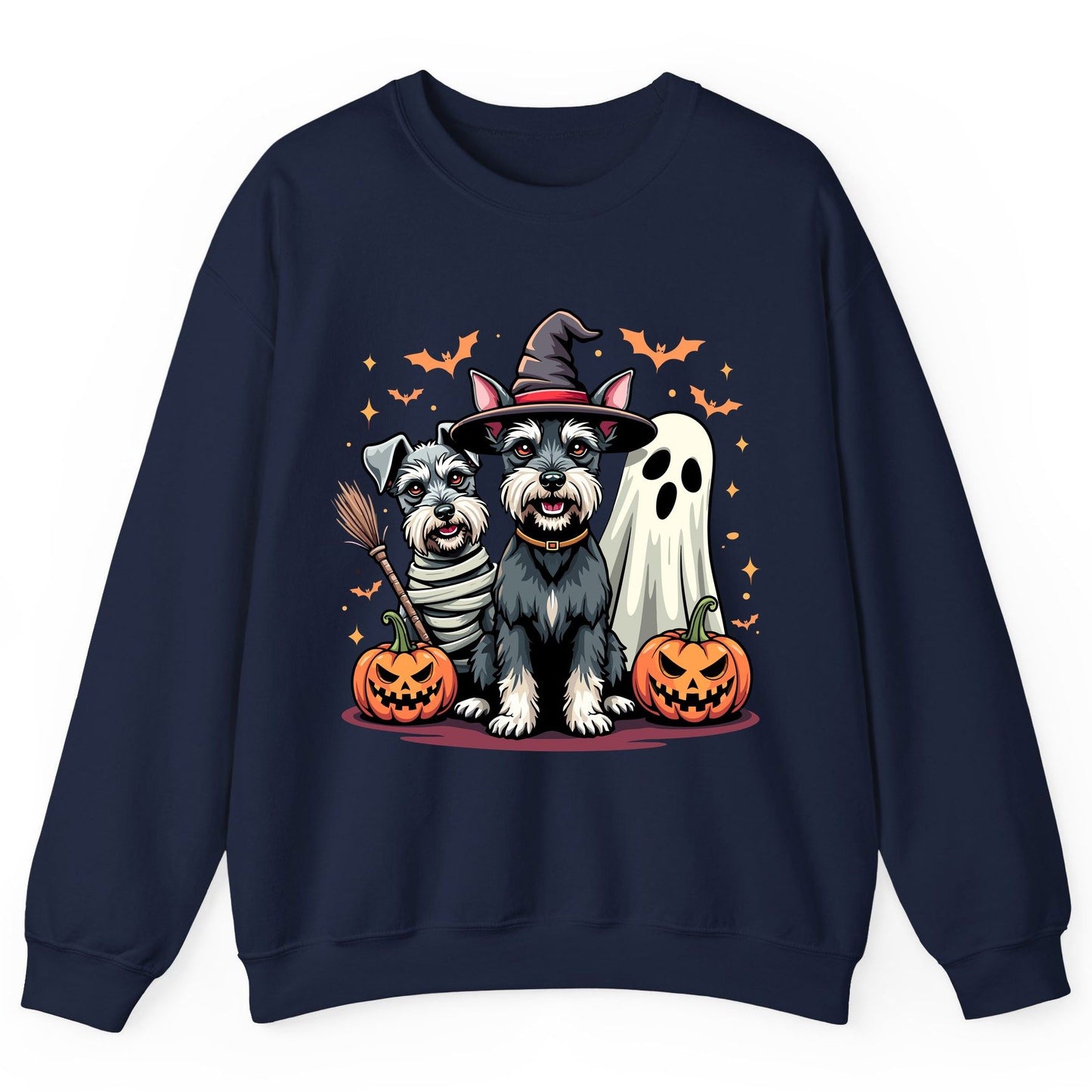 Halloween Schnauzer Dogs schnauzer dogs Sweatshirt Navy product mockup