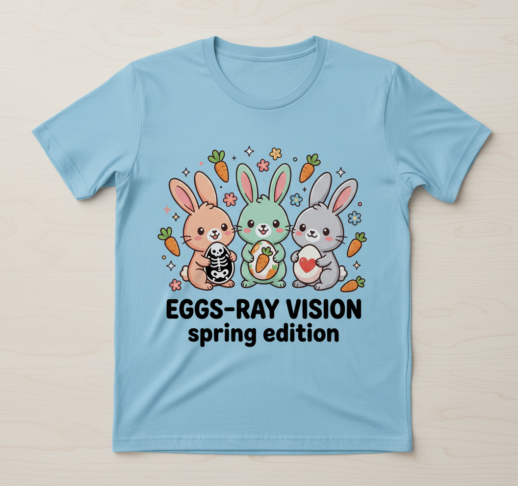 Kawaii Pastel Goth Easter Bunnies T-Shirt - Light Blue