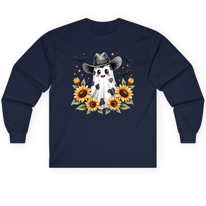 Cowboy Ghost Sunflowers cowboy ghost Long Sleeve Tee Navy product mockup