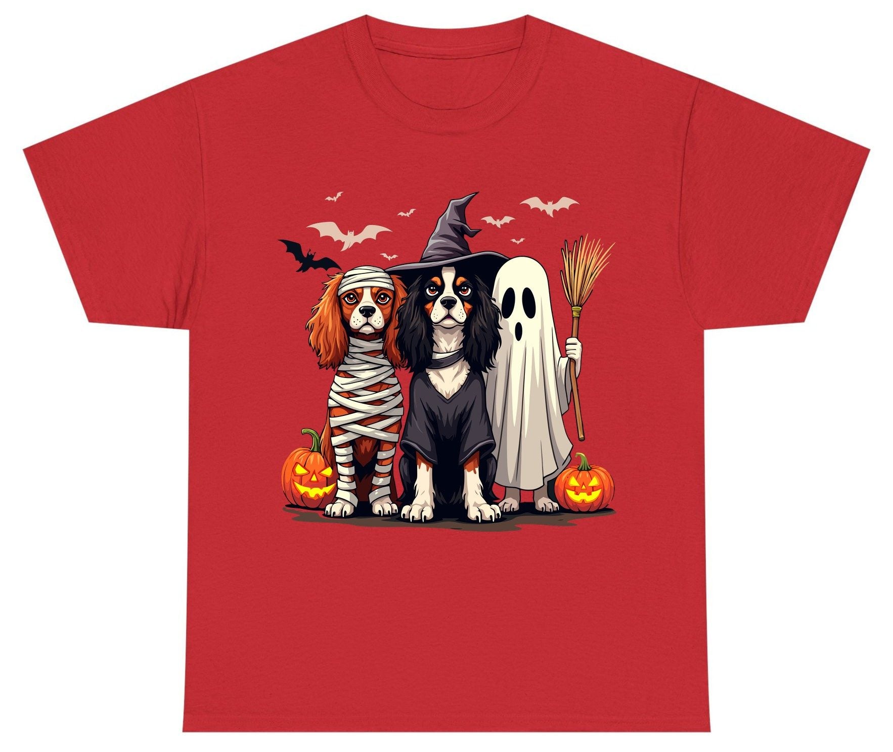 Cavalier Spaniel Halloween Dogs cavalier king charles spaniel Youth T-Shirt Red product mockup