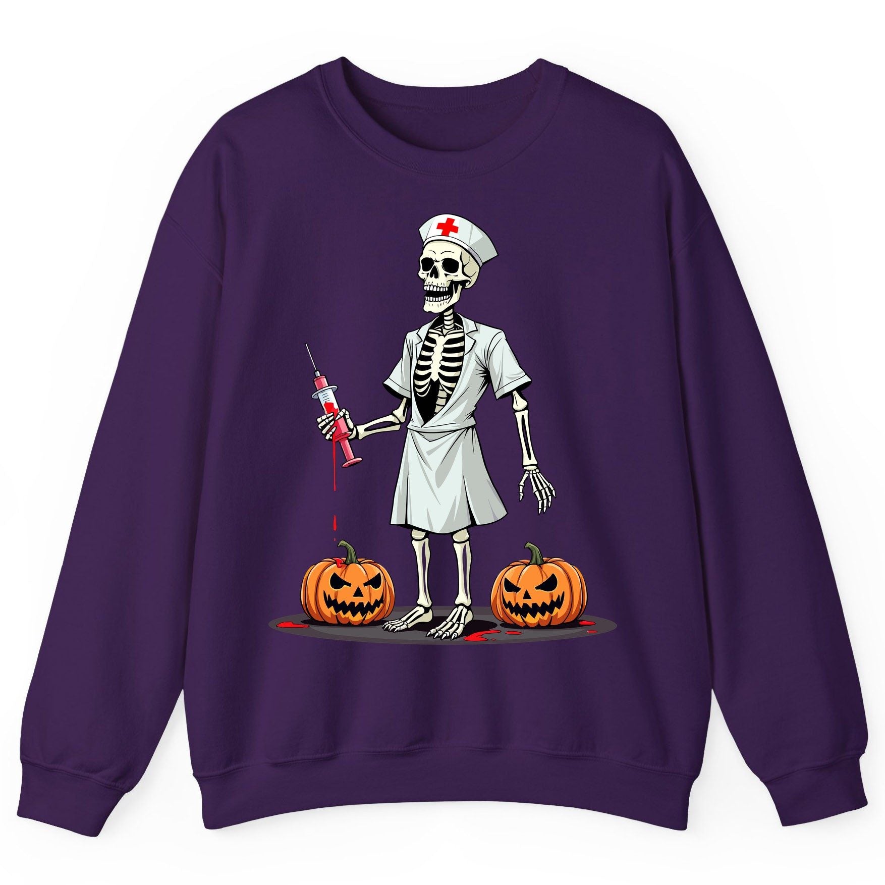 Spooky Skeleton Nurse Halloween skeleton nurse Sweatshirt Purple product mockup