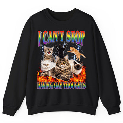 I Can't Stop Having Gay Thoughts cats Sweatshirt Black product mockup