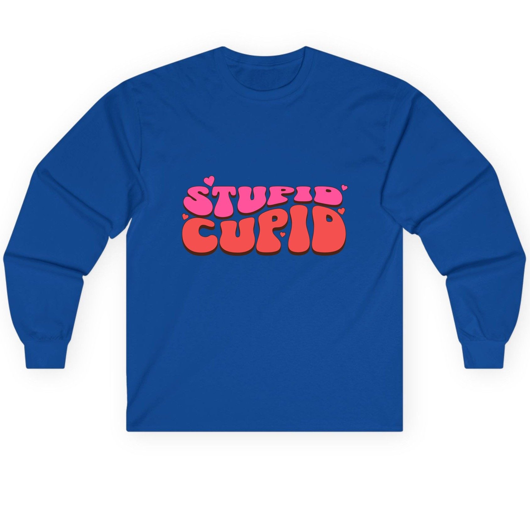 Stupid Cupid anti-Valentine's Day Long Sleeve Tee Royal product mockup