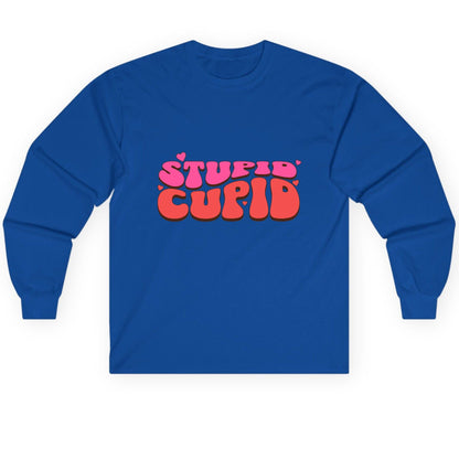 Stupid Cupid anti-Valentine's Day Long Sleeve Tee Royal product mockup