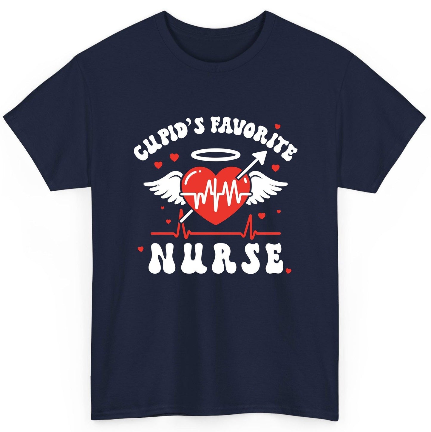 Cupid's Favorite Nurse nursing T-Shirt Navy product mockup