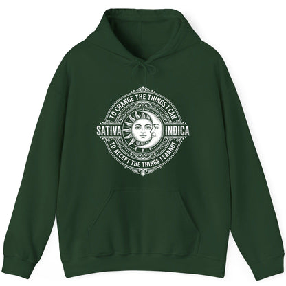 Sativa to Change the Things I Can Indica to Accept the Things I Hoodie - product mockup - Forest Green