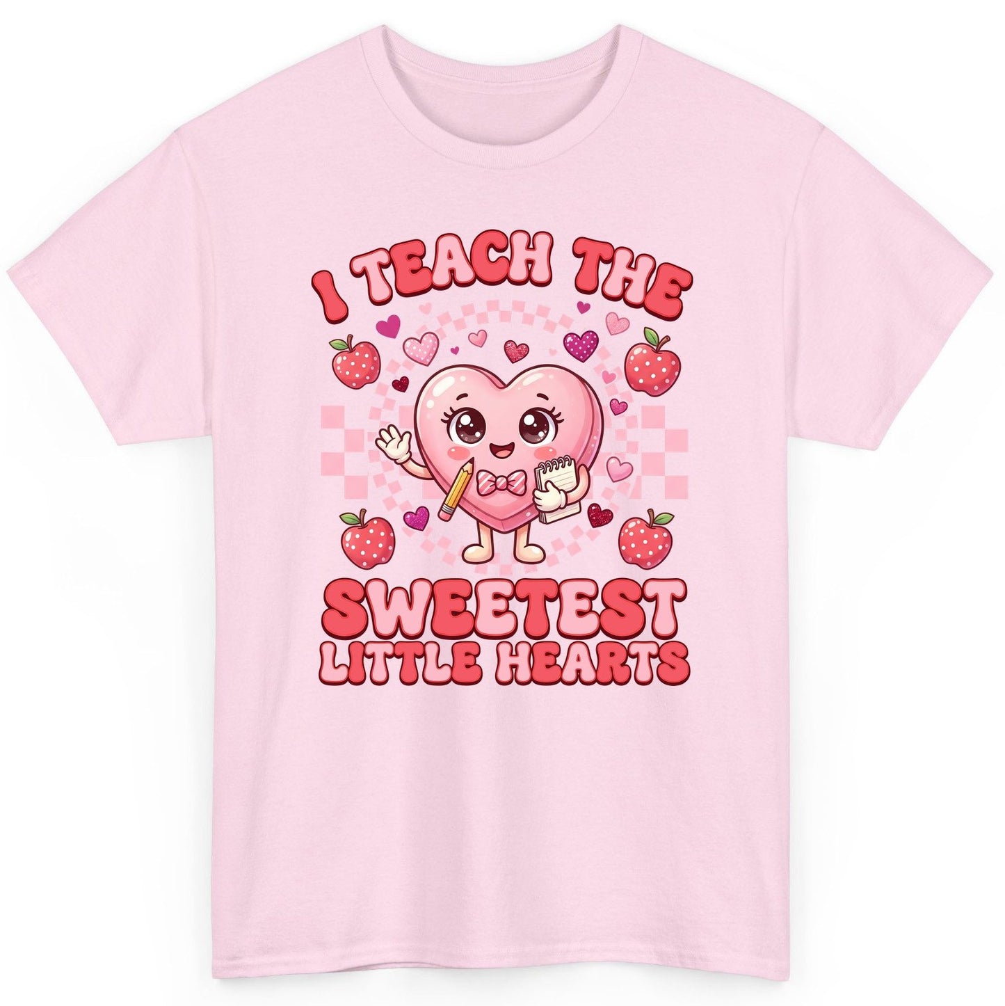 I Teach the Sweetest Little Hearts teaching T-Shirt Light Pink product mockup