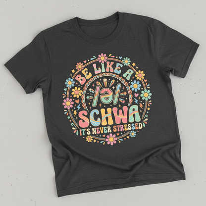 Retro Groovy Schwa Linguistics Pun Design T-Shirt - Dark Heather