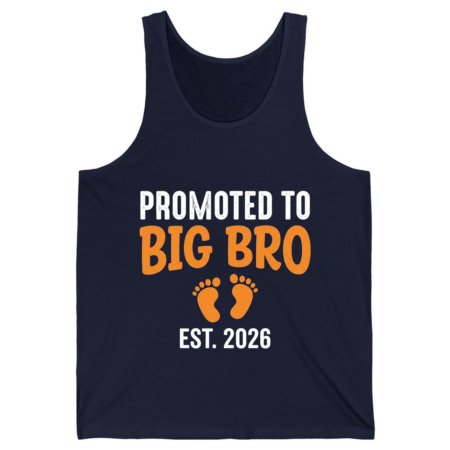 Promoted TO BIG BRO EST 2026 Pregnancy Announcement Tank Top - product mockup - Navy