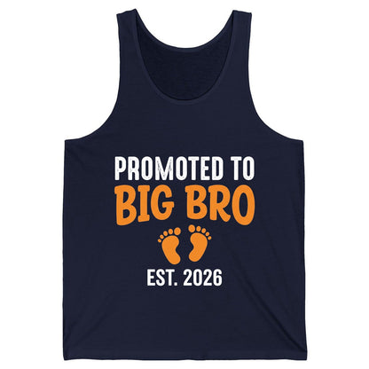 Promoted TO BIG BRO EST 2026 Pregnancy Announcement Tank Top - product mockup - Navy