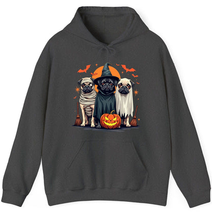 Halloween Pugs Costumes pugs Hoodie Dark Heather product mockup