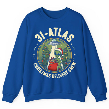 31-Atlas Christmas Delivery Crew alien Christmas Sweatshirt Royal product mockup