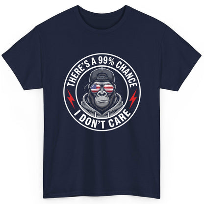 There's a 99% Chance I Don't Care sarcastic gorilla T-Shirt Navy product mockup