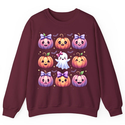 Kawaii Halloween Pumpkins kawaii Halloween Sweatshirt Maroon product mockup