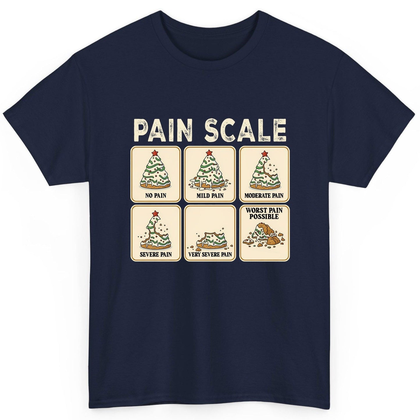 Pain Scale Christmas cookie pain scale T-Shirt Navy product mockup