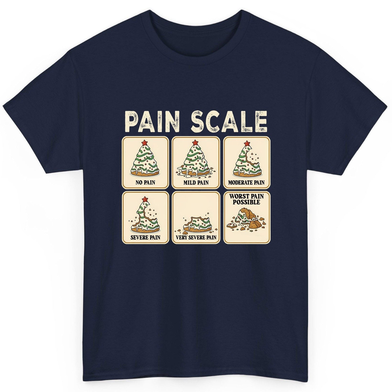 Pain Scale Christmas cookie pain scale T-Shirt Navy product mockup