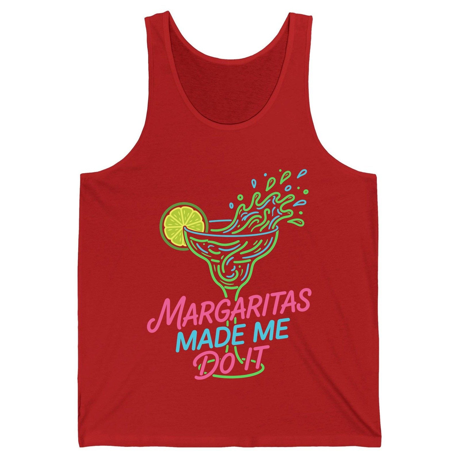 Margaritas Made Me Do It Funny Margarita Cocktail Tank Top - product mockup - Red