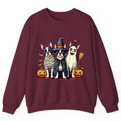 Halloween Boston Terrier Trio boston terrier Sweatshirt Maroon product mockup