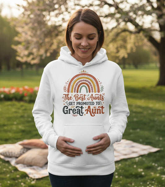 The Best Aunts GET Promoted TO Great Aunt Hoodie - lifestyle model mockup - White
