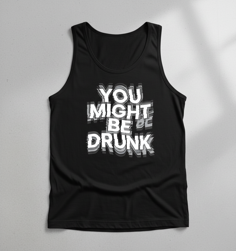 You Might Be Drunk Funny Drinking Quote Tank Top - Black