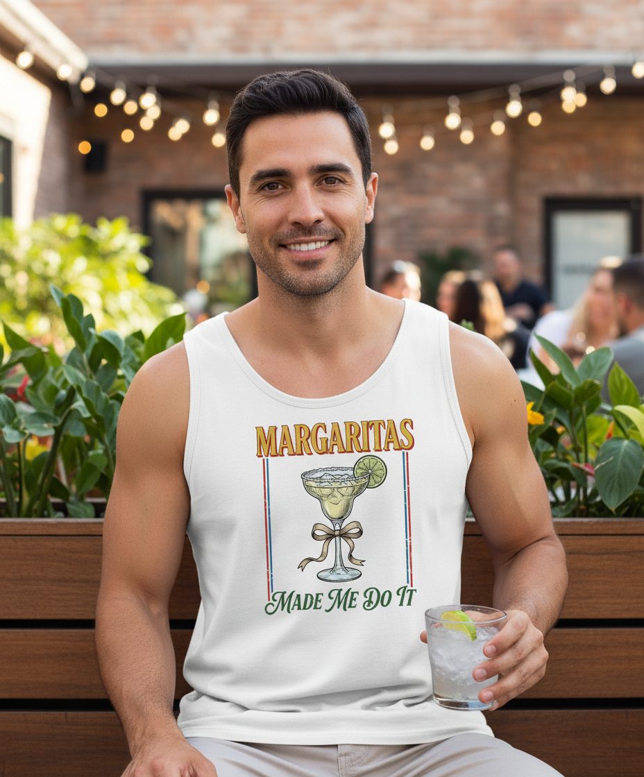 Margaritas Made Me Do It Funny Margarita Lovers Tank Top - lifestyle model mockup - White