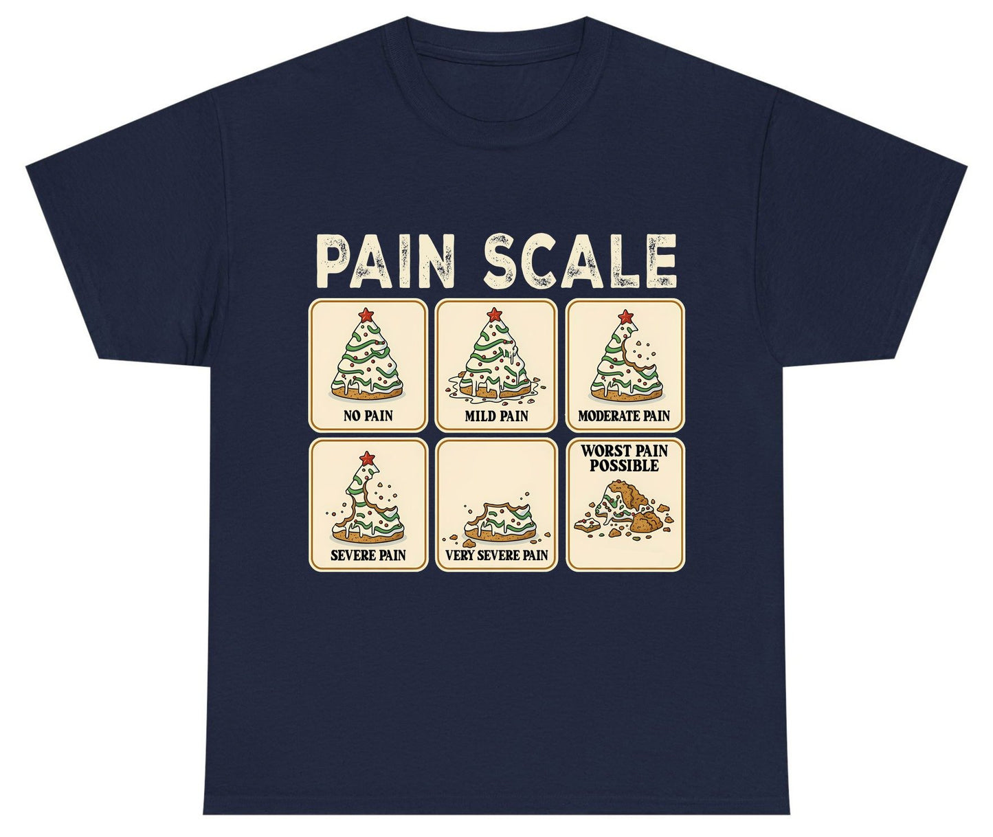 Pain Scale Christmas cookie pain scale Youth T-Shirt Navy product mockup
