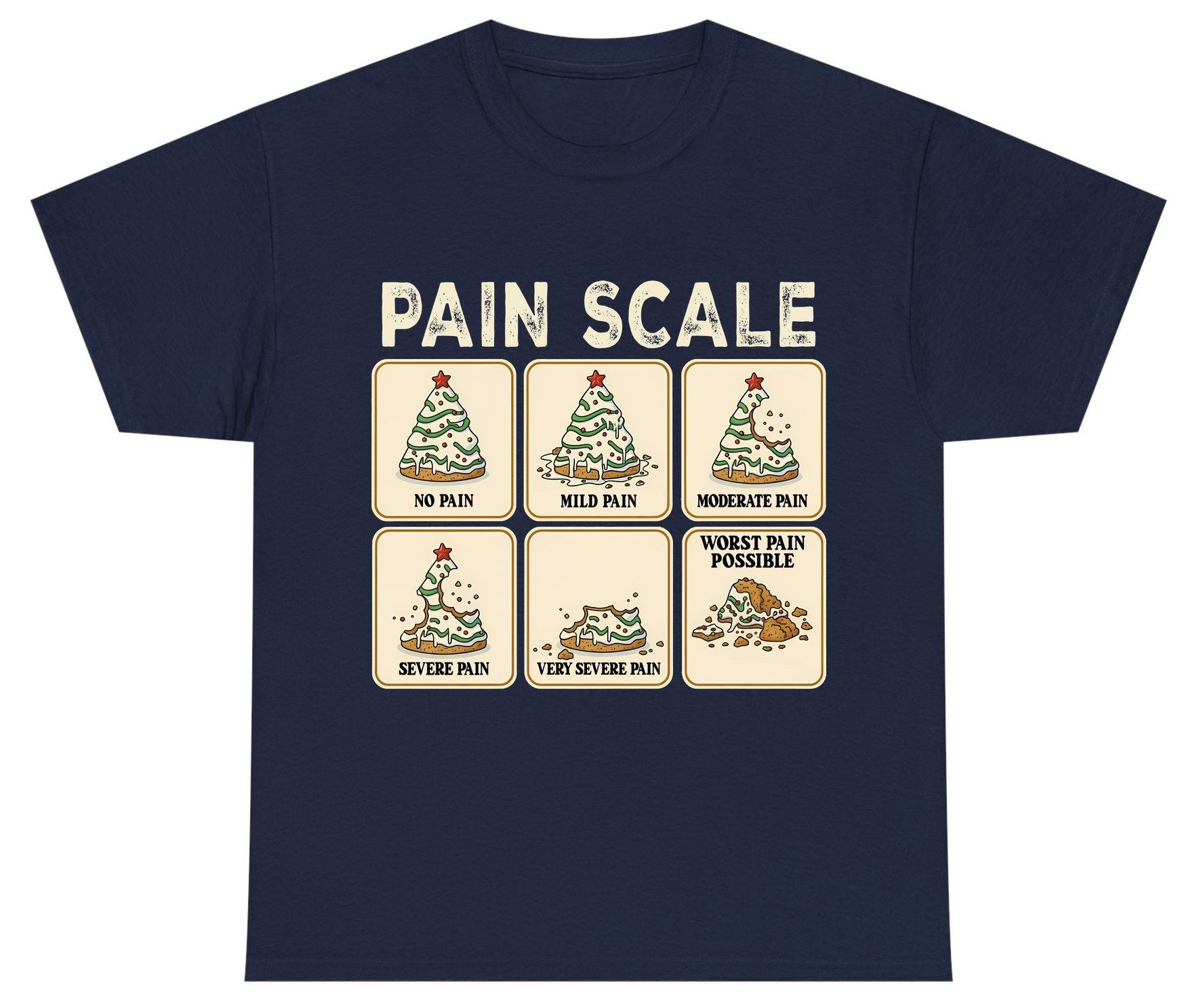 Pain Scale Christmas cookie pain scale Youth T-Shirt Navy product mockup