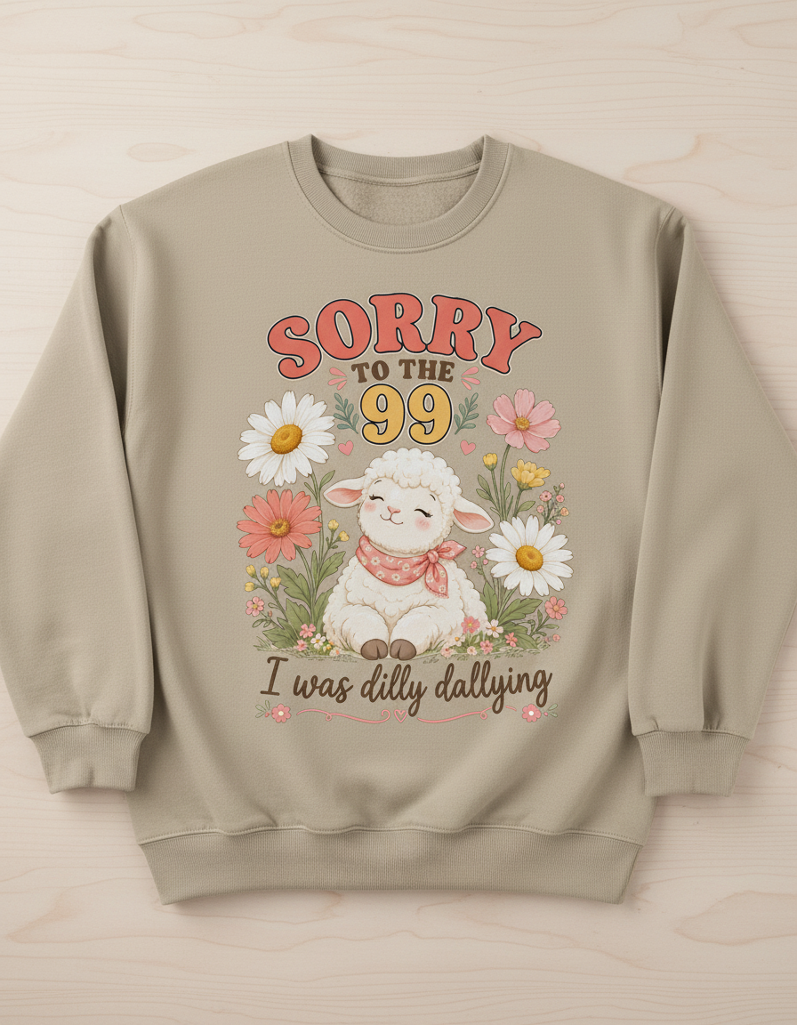 Sorry To The 99 I Was Dilly Dallying Lamb Sweatshirt - Sand