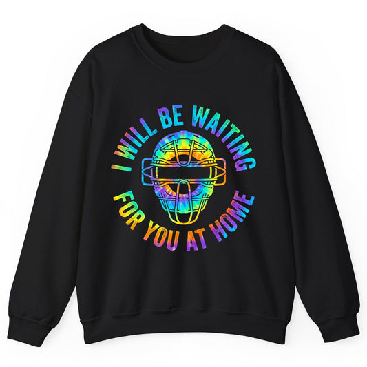 I Will Be Waiting for You at Home baseball catcher Sweatshirt Black product mockup