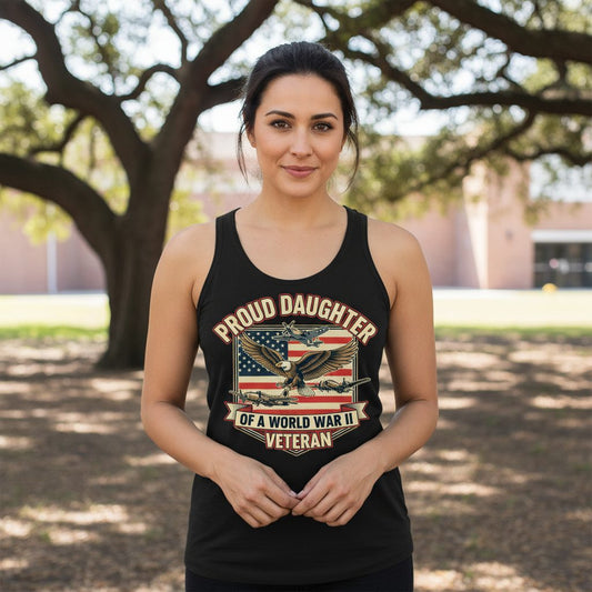 Proud Daughter of a World War Ii Veteran world war ii veteran Tank Top Black lifestyle mockup