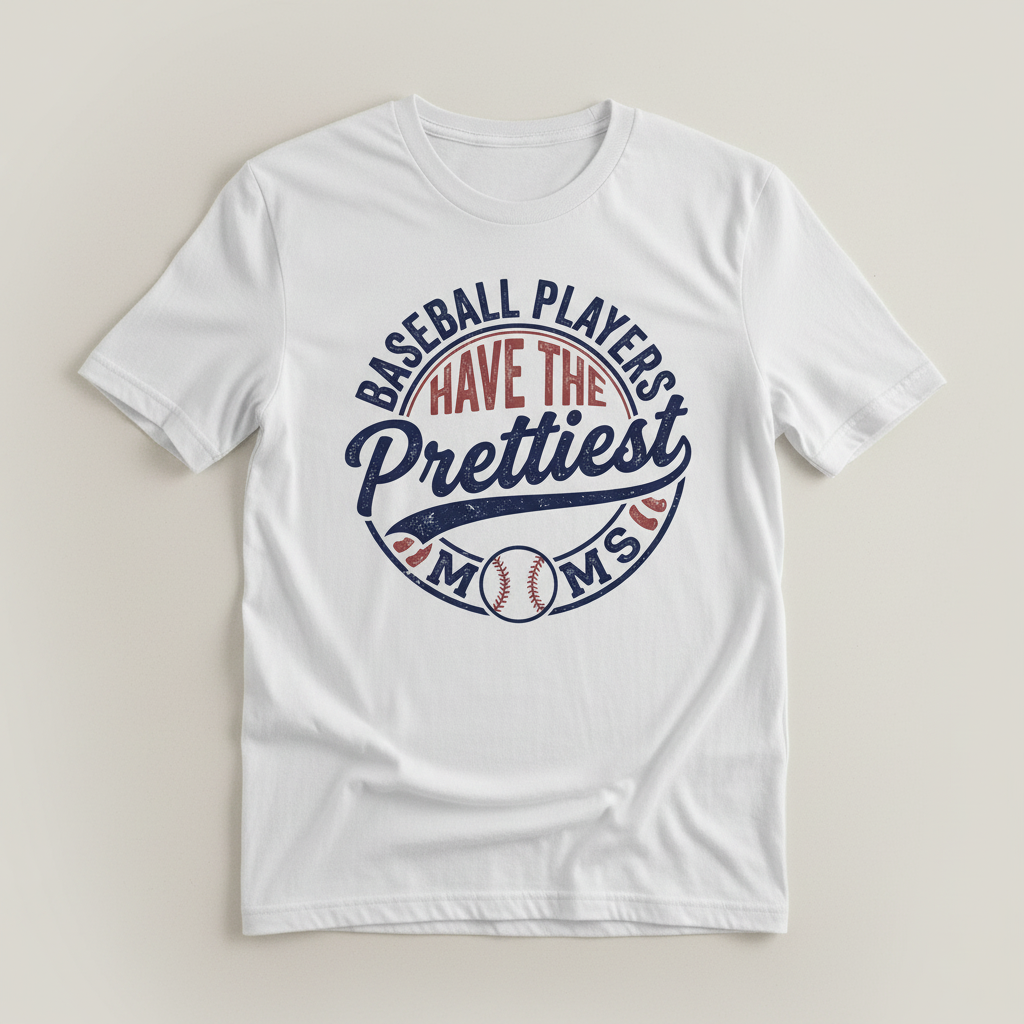 Baseball Players Have The Prettiest Moms Funny Sports Mom Design T-Shirt - White