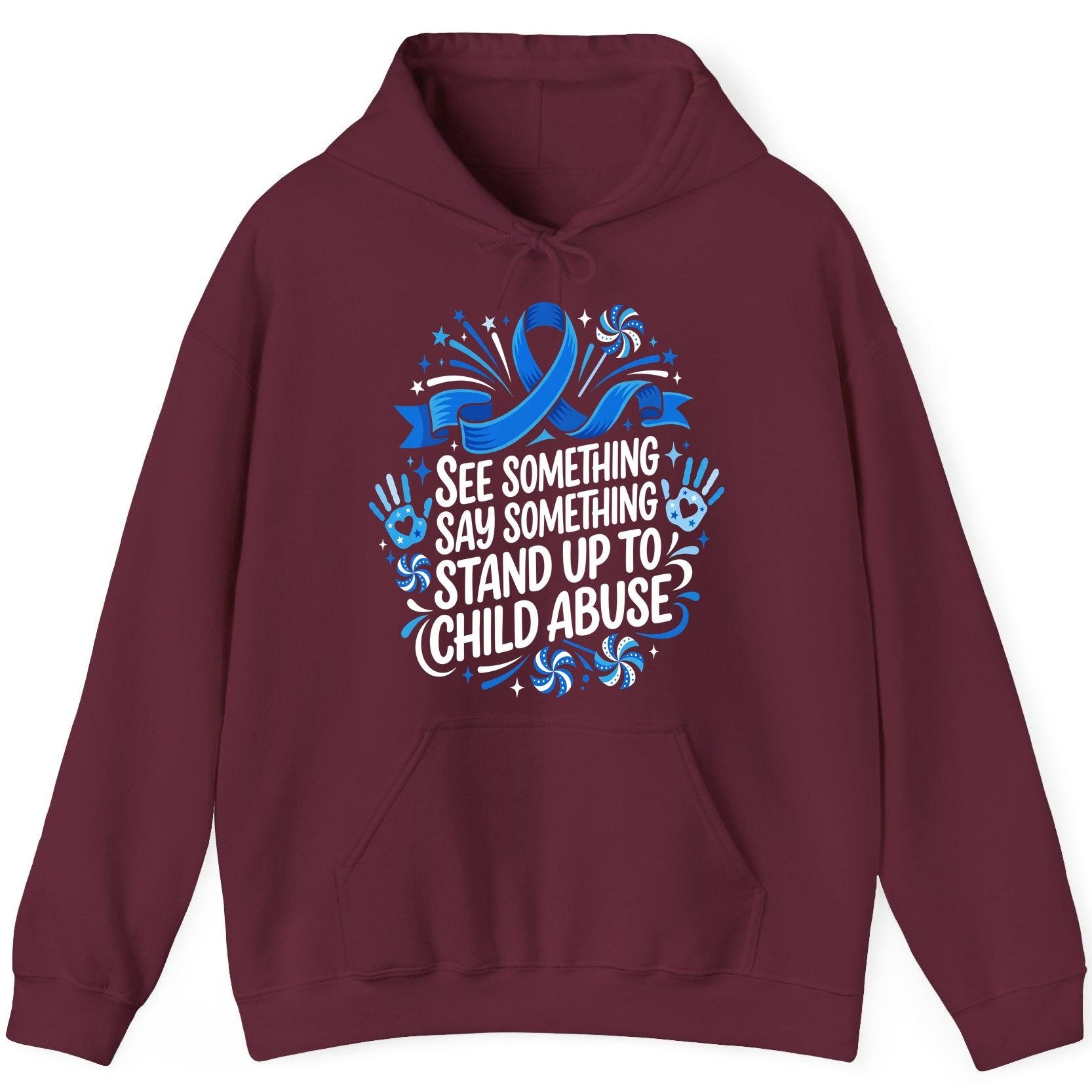 See Something Say Something Stand Up to Child Abuse Prevention Hoodie - product mockup - Maroon