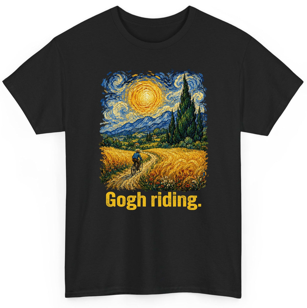 Gogh Riding art parody T-Shirt Black product mockup