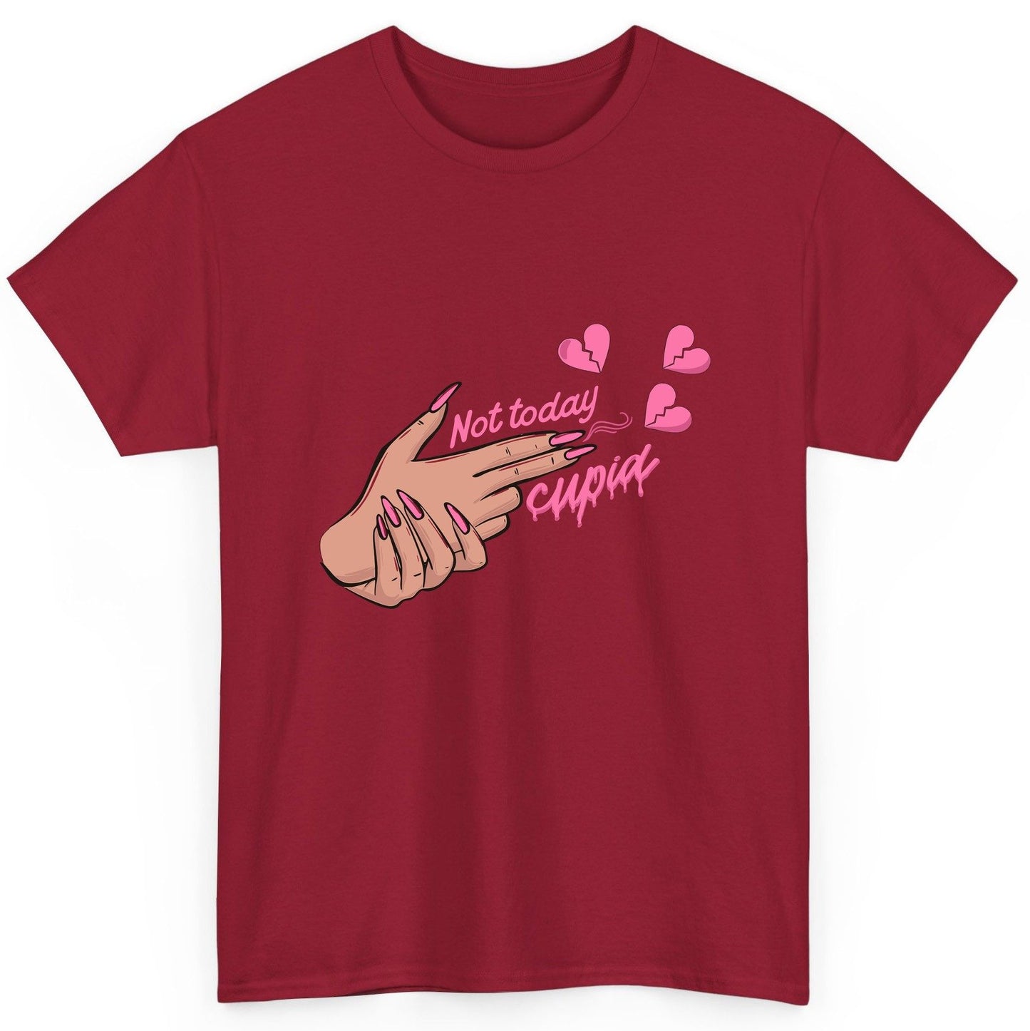 Not Today Cupid anti-Valentine's Day T-Shirt Cardinal Red product mockup