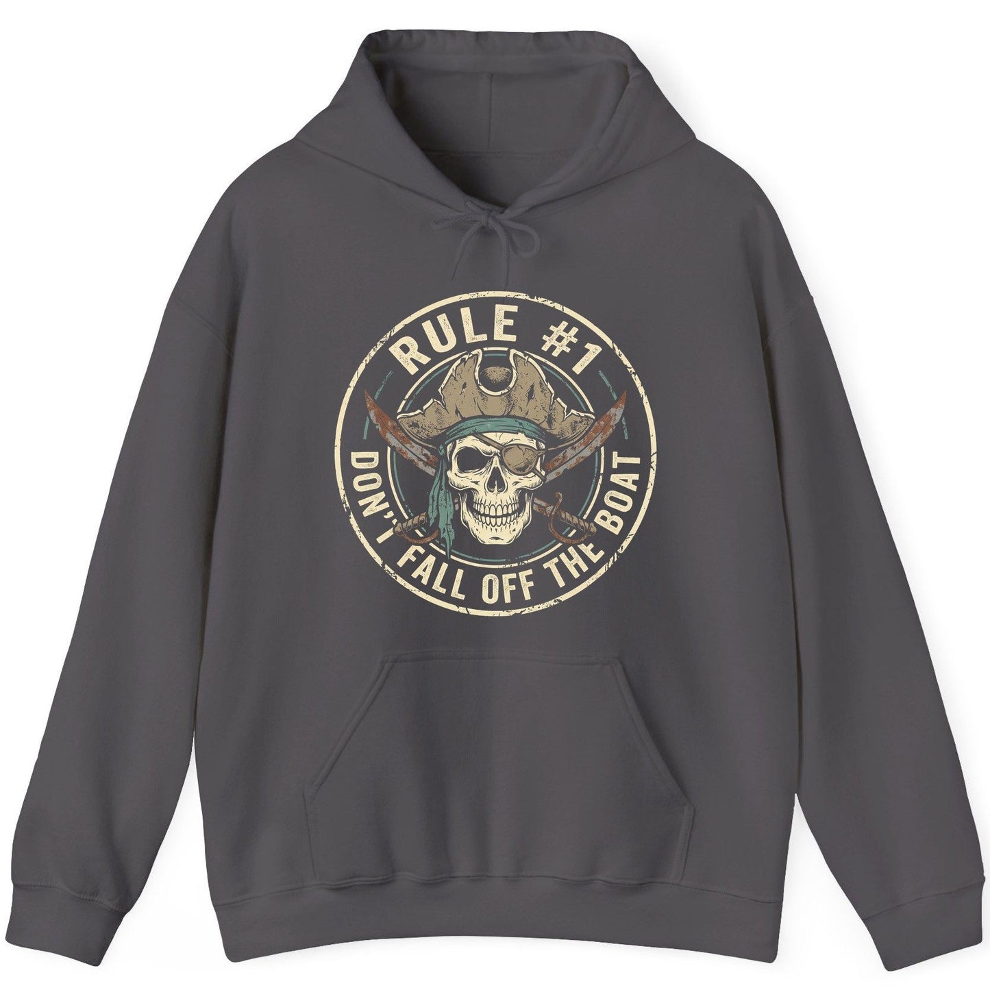 Rule 1 Don't Fall Off the Boat pirate Hoodie Charcoal product mockup