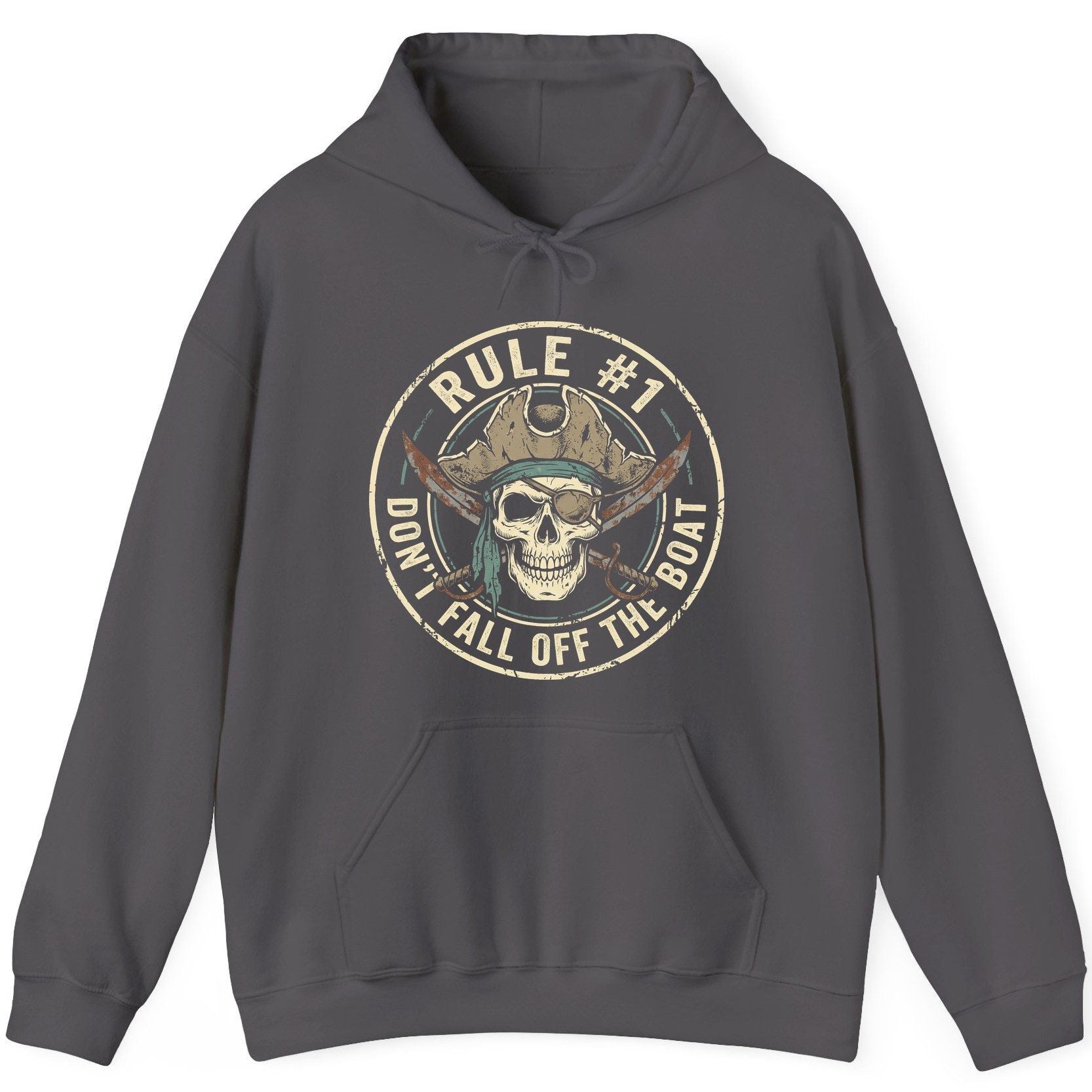 Rule 1 Don't Fall Off the Boat pirate Hoodie Charcoal product mockup