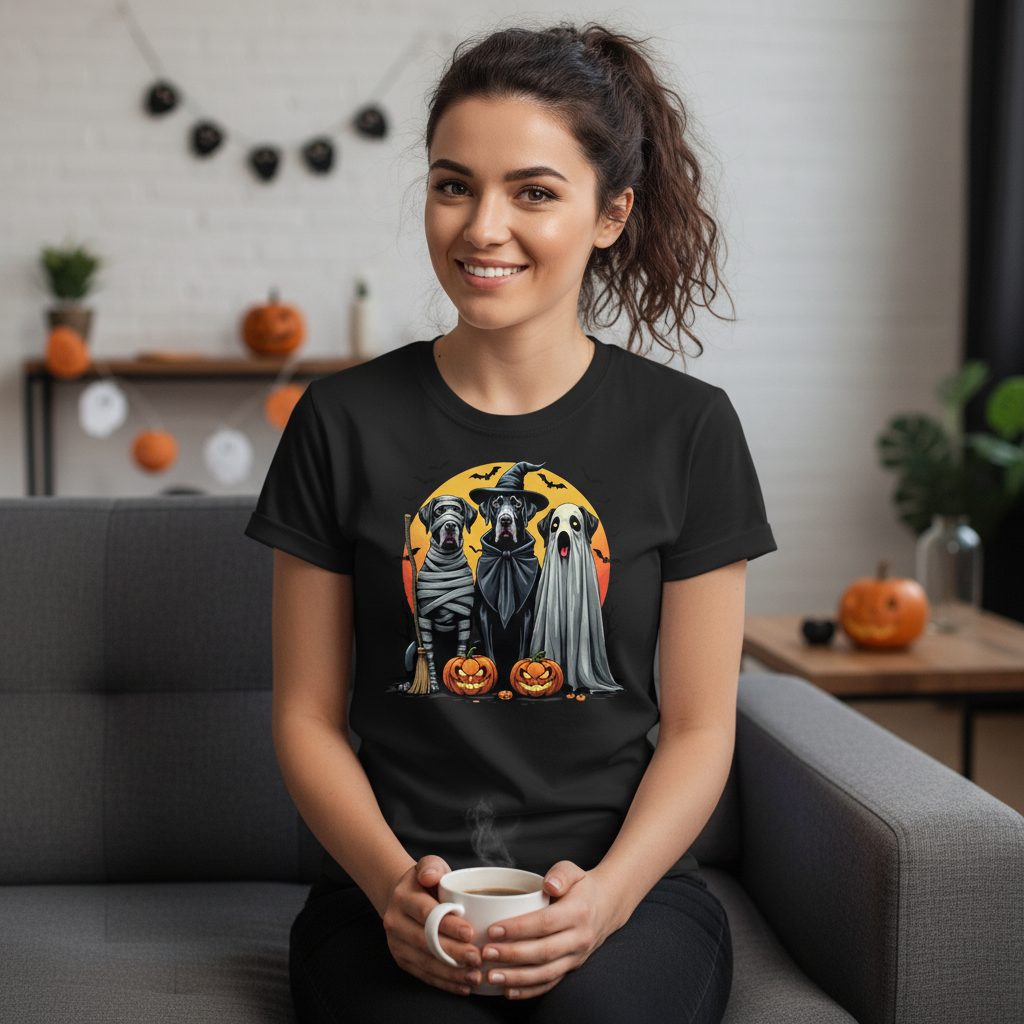 Halloween Dogs in Costumes Halloween dogs T-Shirt Black lifestyle mockup