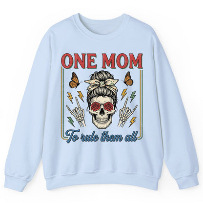 ONE MOM to Rule Them All Funny Skull Sweatshirt - product mockup - Light Blue
